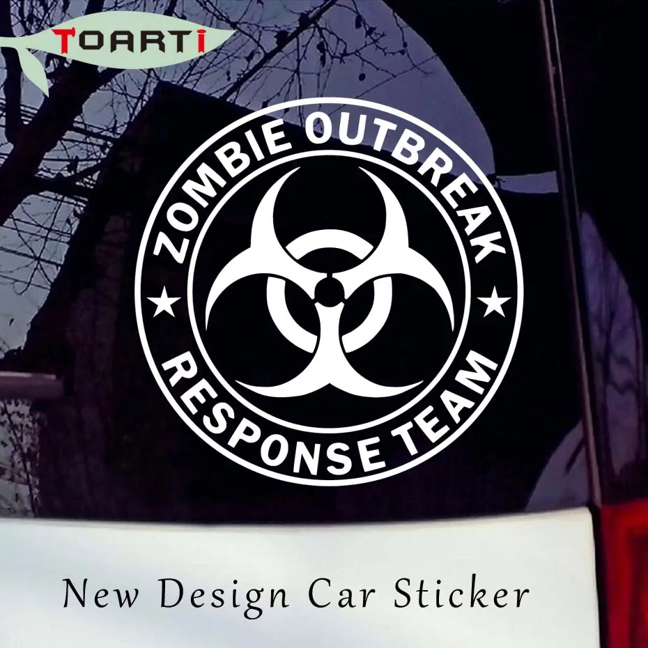 14*14CM Zombie Outbreak Response Team Car Stickers Circular Vinyl ...