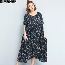 DIMANAF Women font b Summer b font font b Dress b font Big Size Linen Plus