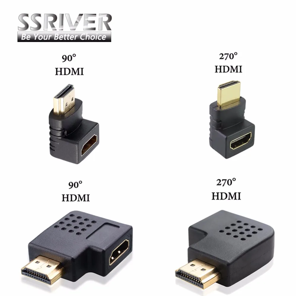 

SSRIVER HDMI male to HDMI female cable adapter converter extender 90 degrees angle 270 degrees angle for 1080P HDTV hdmi adapter