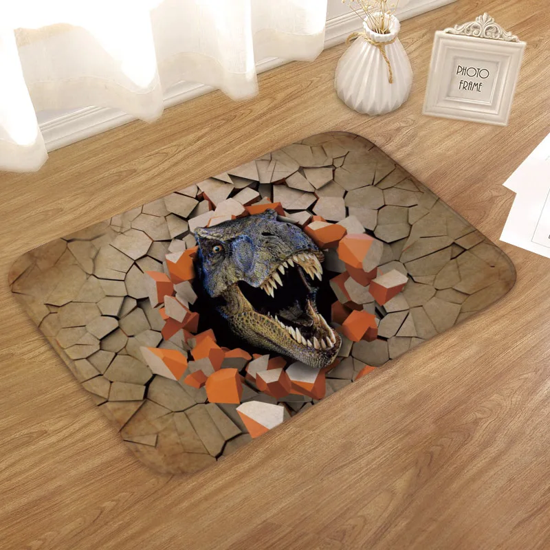 

Creative 3D realistic dinosaur bath mat Non-slip Water absorption bathroom mat Bedroom kitchen stairs decoration bathroom carpet