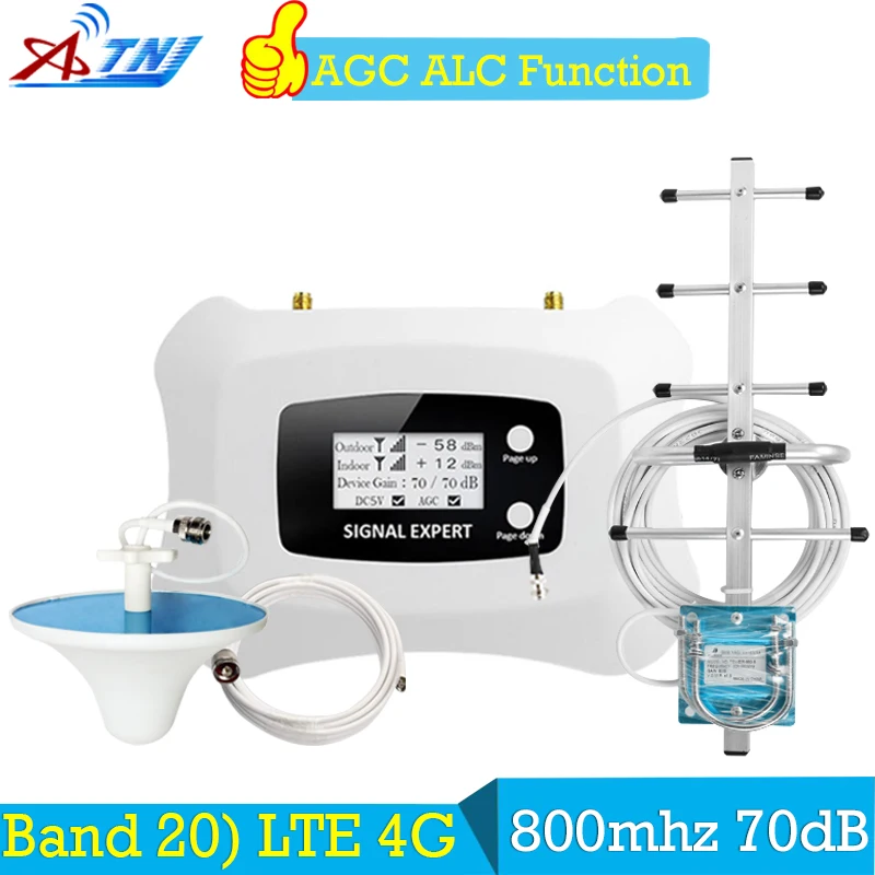 

Free Shipping 4G LTE 800mhz Cellular Booster Cell Phone Signal Amplifier LTE 800 70dB Repeater ALC AGC 4G Repeater 4G Antenna