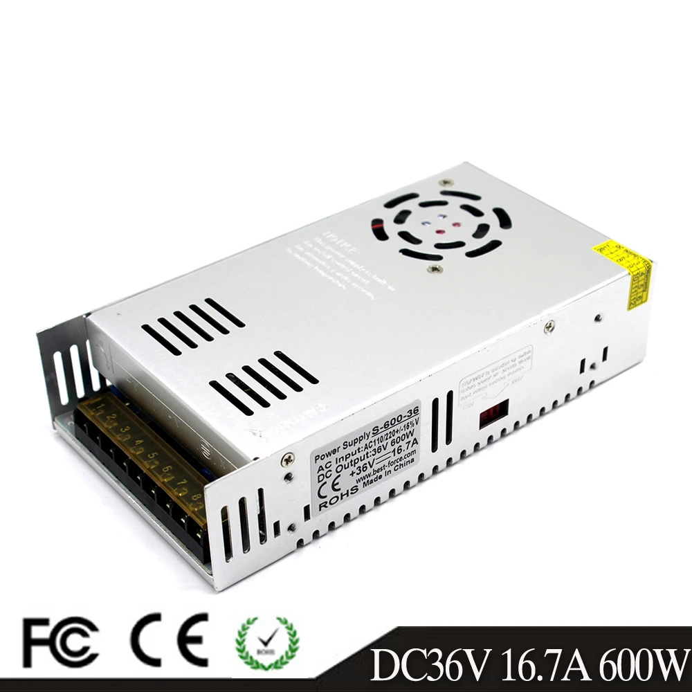 

600W 36V 16.7A Switching power supply Driver Transformers AC110V 220V TO DC36V SMPS for Led Strip Modules Light CCTV 3D Printer