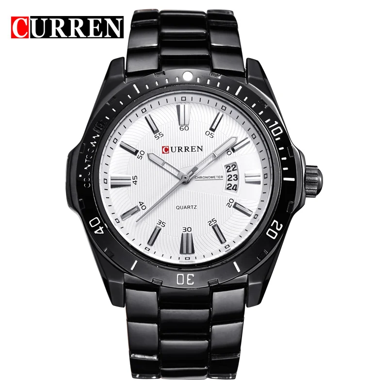 Relojes Hombre CURREN Мужские часы Топ бренд Роскошные наручные часы Мужские кварцевые наручные часы Мужские часы Relogio Masculino - Цвет: black white