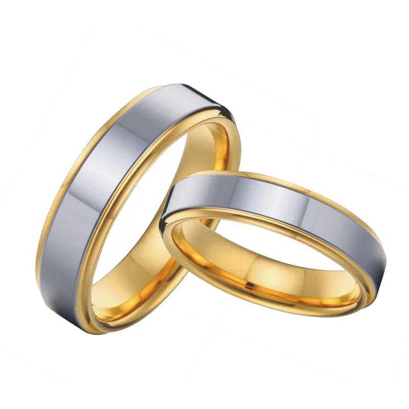 His and Hers titanium steel wedding band couple rings pair set 5mm Men's Ring 4mm Women's Ring  anillos aneis anel de ouro TC088 (2)