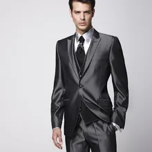 Смокинг жениха блестящие темно-серый Свадьба/ужин/вечерние Костюмы Best человек Жених(куртка+ Брюки для девочек+ галстук+ жилет) b132