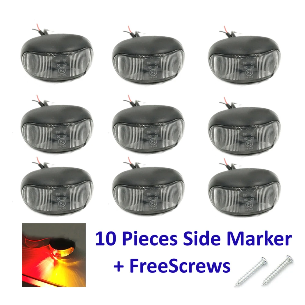 Bright Piranhas Light Red-Yellow Color 10PCS 2 LED Lamp Beads Turn Lamps Side Marker Trail Lights For Truck Wide Voltage 10-30V |