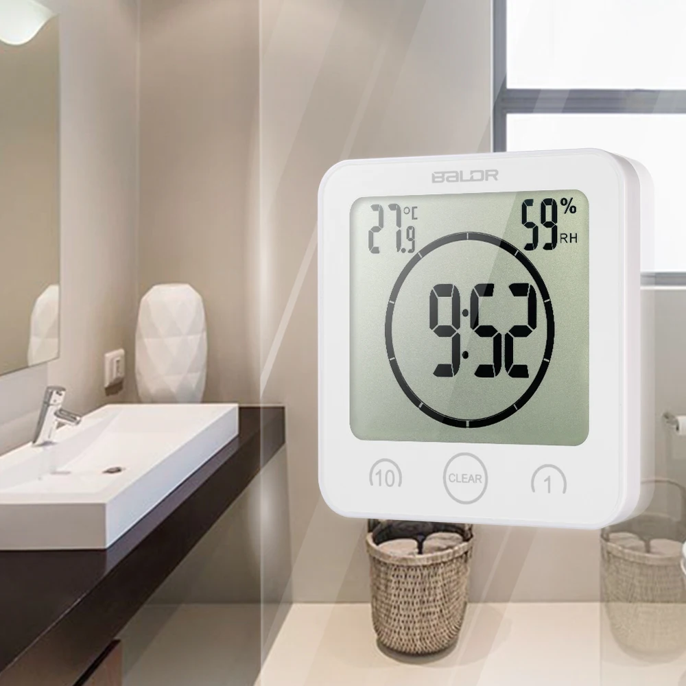 

Multifunctional Digital Clock with Large Screen Display Time Temperature Humidity Excellent LCD Shower Clock with Timer