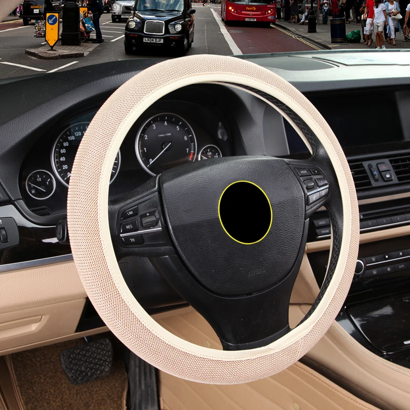 Buy Hot sale Universal Auto car steering wheel cover braid Ice silk Fabrics