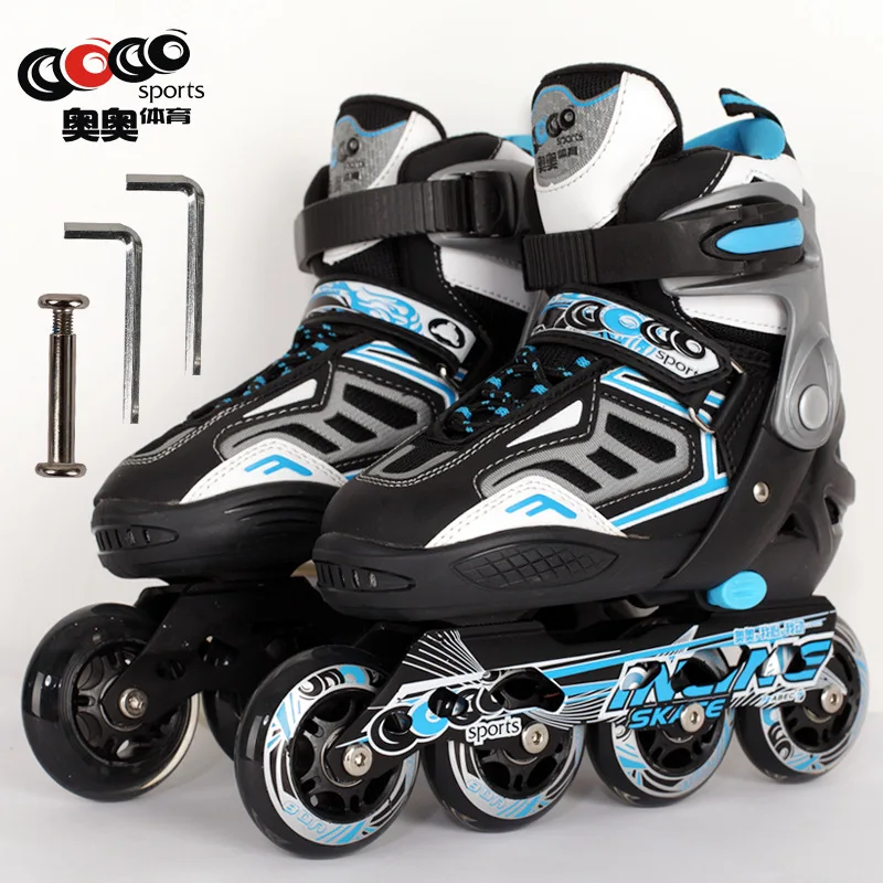 Прохладный профессиональные дети подростки роликовых коньках катание на коньках обувь Регулируемый моющийся PU колеса