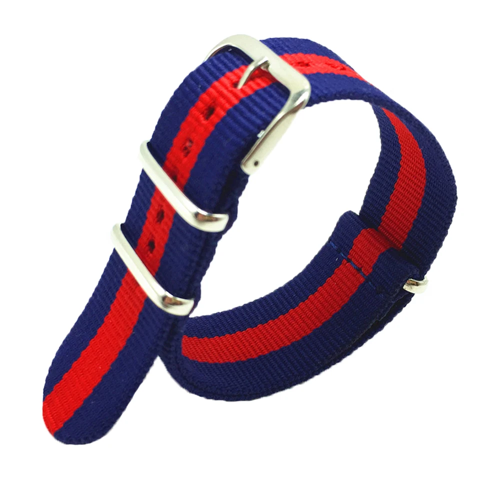 24mm Nato Nylon Striped Navy blue /Red Army Watch Replacement Strap WatchBand | Наручные часы