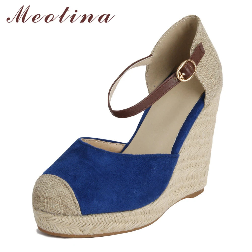 Meotina/Espadrille/женские сандалии на платформе туфли танкетке высоком каблуке с