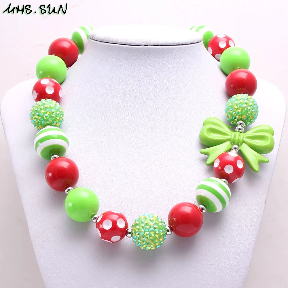 BN560-1 (5)$5.85-1$3.13-1.Newest Christmas Gift Bubblegum Beaded Necklace Bracelet for Baby Girls Chunky Chain Necklace Handmade Bangels JewelryJPG