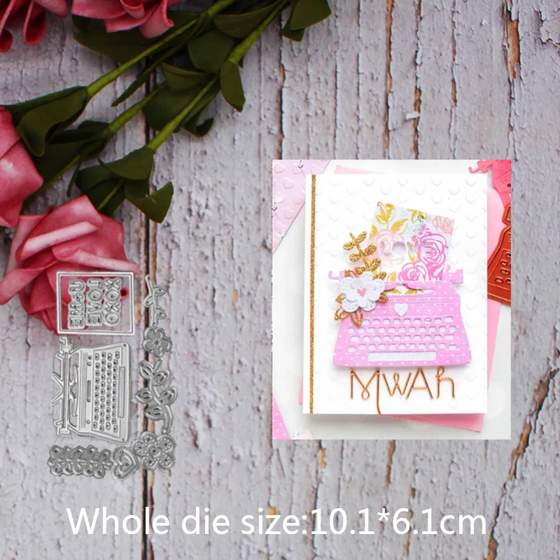 

flower typewriter decoration Metal steel frames Cutting Dies DIY Scrap booking Photo Album Embossing paper Cards10.1*6.1cm