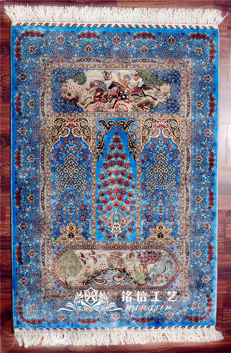 3'x4. 5' коврик с геометрическим орнаментом ручная переплетение мусульманский молитвенный коврик шелковый ковер Турция Дизайн Шелковый ковер с восточным рисунком пол