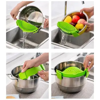 

Realand Universal Silicone Clip-on Pan Pot Strainer for Anti-spill Draining Pasta Noodle Rice Fruit No more Colandar Kitchen Too