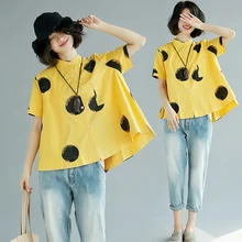 Spring and summer new style Loose short sleeve printed shirt Polka dot printed short-sleeved top Spring and summer new style Loose short sleeve printed shirt Polka dot printed short-sleeved top