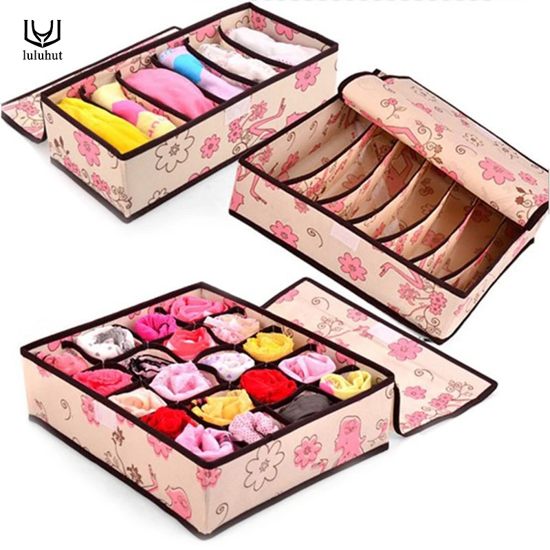 

luluhut home storage organization colorful storage box for bra socks underwear storage various grid organizers with magic tape