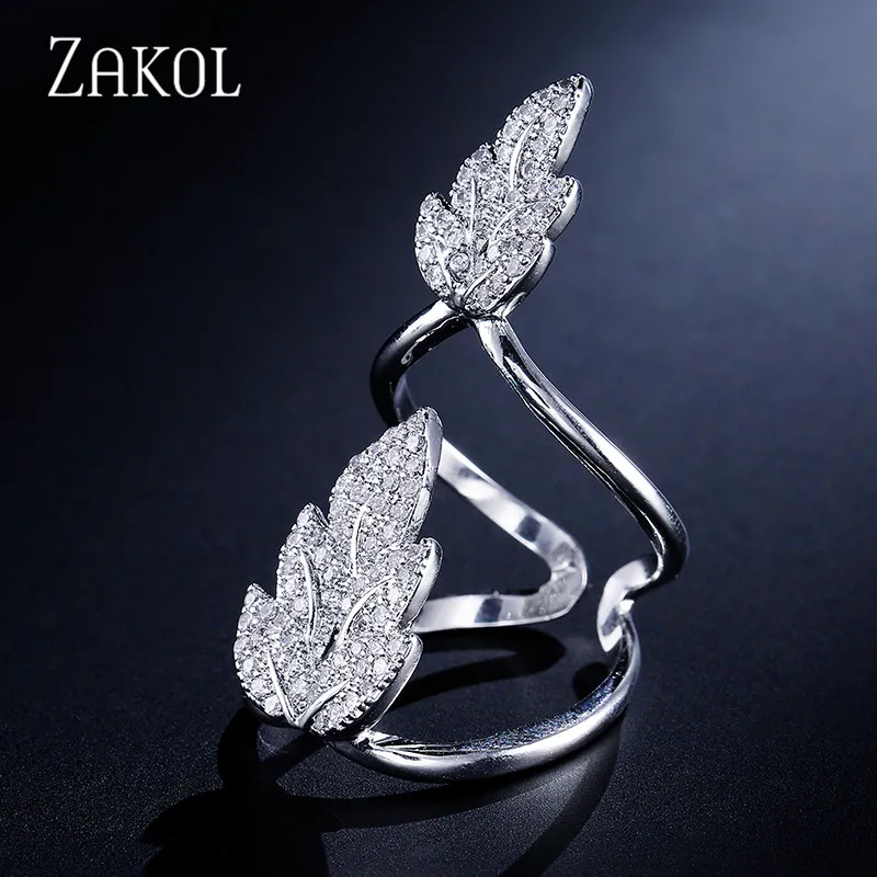ZAKOL модный дизайн AAA CZ циркония Кристалл Открытое кольцо для женщин Свадебные вечерние ювелирные изделия для женщин FSRP1051
