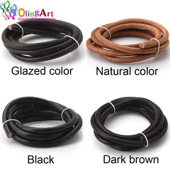 

Olingart Dia 1.5/2/3/4/5/6mm Black/natural/brown/glaze Leather Round Cord String Rope for Necklace Bracelet DIY Jewelry Making