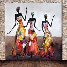 Ручная роспись Абстрактная фигура картины маслом на холсте Современный домашний декор стены искусства большой нож Африка женщины картины рождественские подарки
