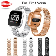 Ремешок для часов из нержавеющей стали с кристаллами для Fitbit versa, сменный металлический браслет, регулируемые повязки для наручных часов со стразами