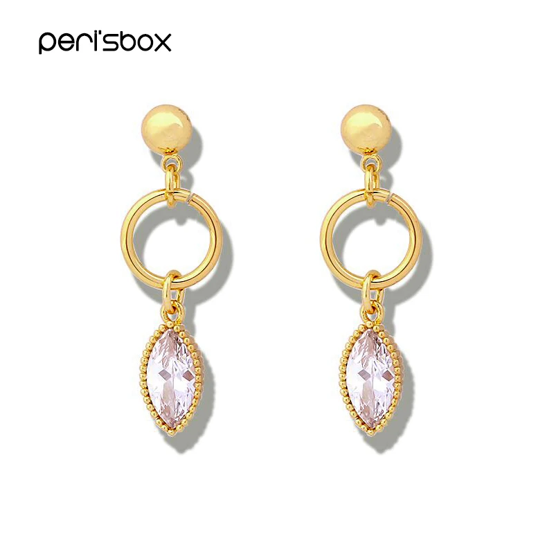 Peri'sBox золотой цвет стразы Подвесные серьги-гвоздики серьги для женщин Кристалл Свадебные серьги массивные маленькие серьги Brincos