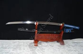 

Katana Handmade Japanese Samurai Functional Sword 1060 high carbon Steel Blade black saya blue ito sharp full tang