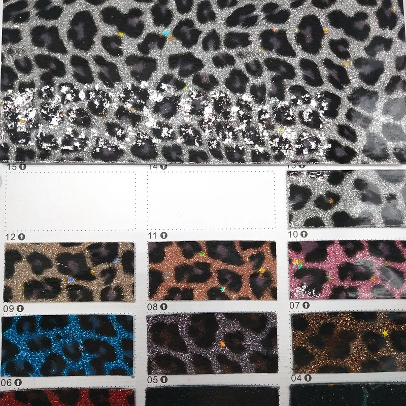 91x134cm Synthetic Leather Smooth Glitter with Printed Leopard Stars DIY accessories P2171 | Дом и сад