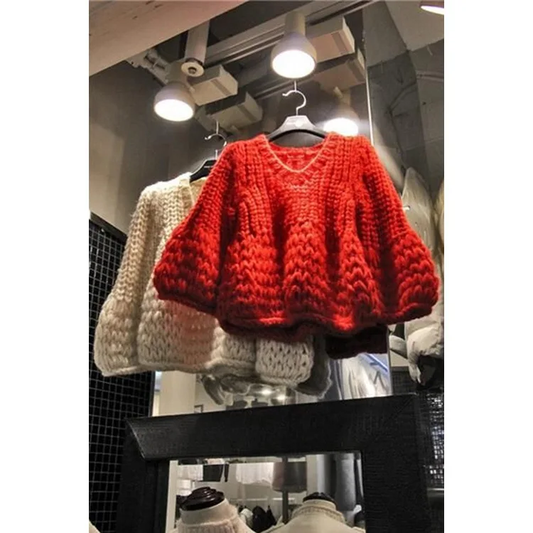 Loose Hand Knitted V-Neck Pullover flowers Crocheted Sweater Long lantern sleeved knitted Shirts Weaving tops women sweater Loose Hand Knitted V-Neck Pullover flowers Crocheted Sweater Long lantern sleeved knitted Shirts Weaving tops women sweater