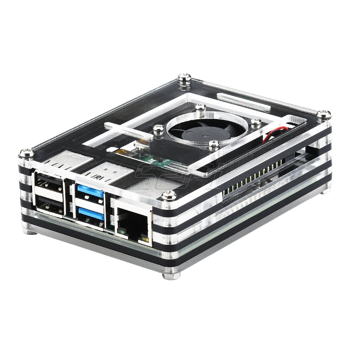 52Pi акриловый прозрачный/прозрачный и черный чехол для Raspberry Pi 4 Модель B с