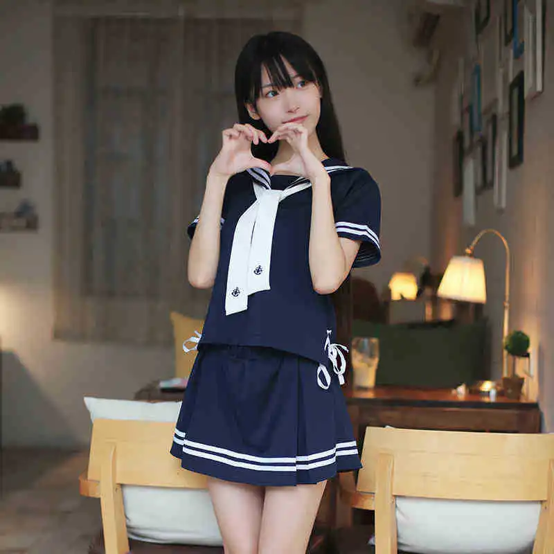 

New Japanese JK Sets School Uniform Girls Sakura Embroideried Autumn High School Women Novelty Sailor Suits Uniforms D-0179