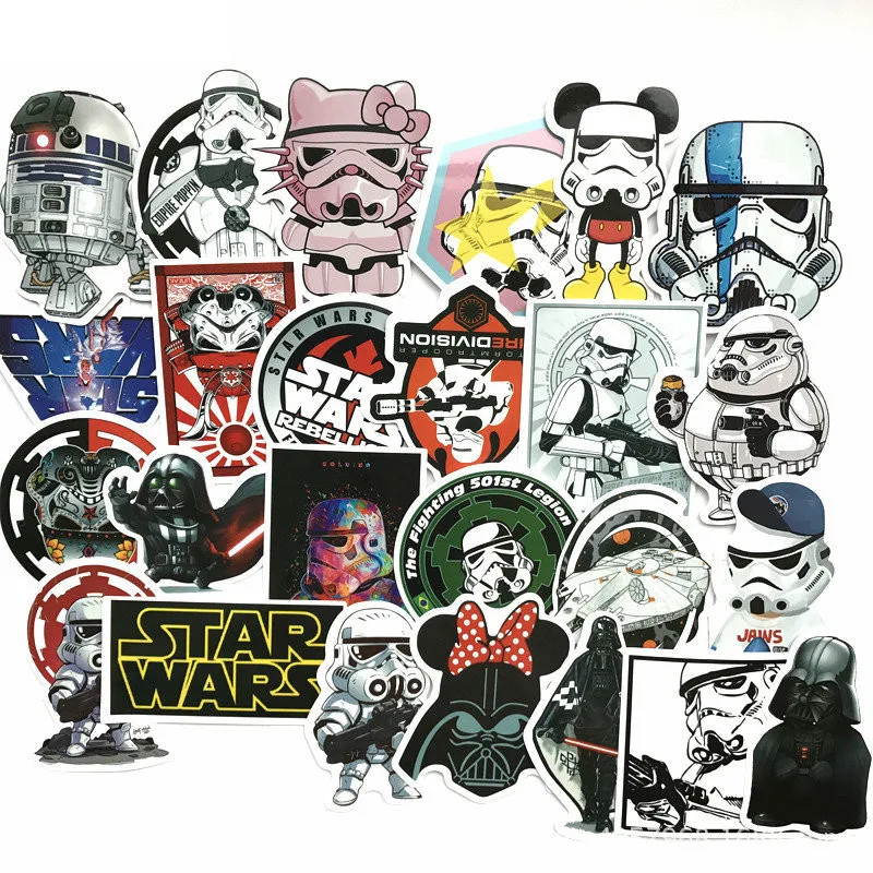 

25 pics Star War Cartoon Label Stickers Home Decor Car Styling Decoration Wall Sticker Skateboard Laptop Bike Accessories