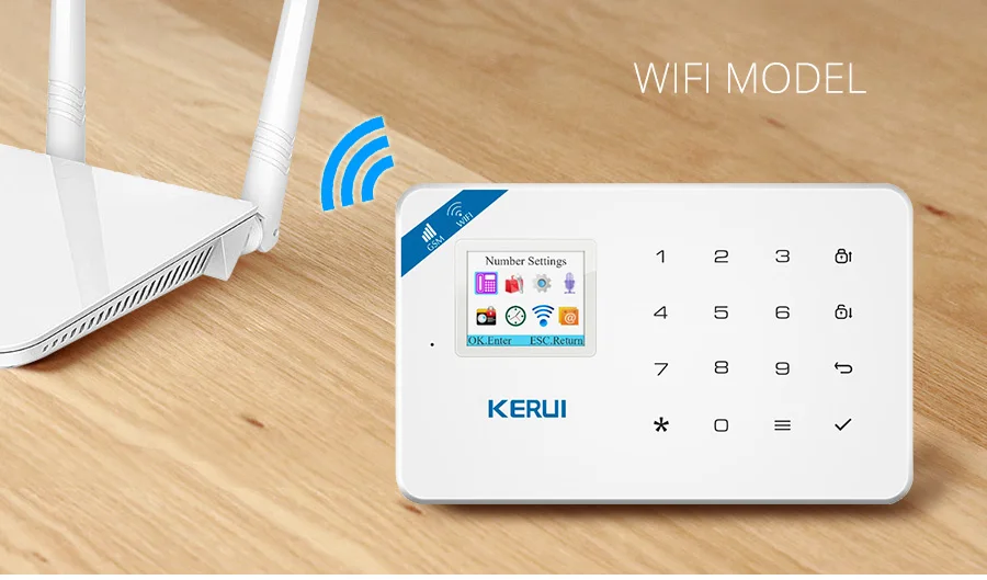 Détecteur de mouvement KERUI W18 1,7 pouce écran TFT WIFI GSM système d'alarme anti-intrusion pour la maison détecteur de fumée APP détecteur d'incendie