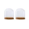2 uds 12x12cm de cúpula de vidrio cubierta de Cloche Bell Jar suculentas terrarios con corcho de madera boda decoraciones para fiestas artesanía miniatura ► Foto 3/6