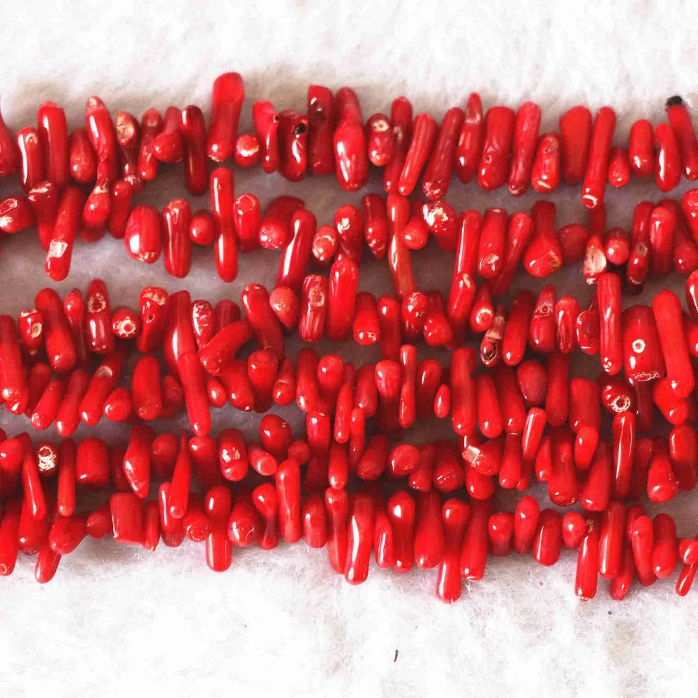 

Natural red coral irregular branch gravel 5-7mm diy jewelry beads 15" B592