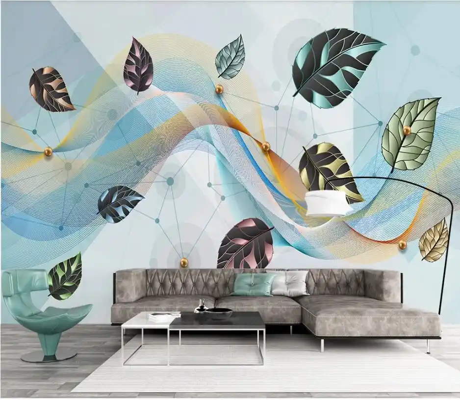 プライベートカスタム壁紙壁画北欧現代幾何学ラインリビングルームの背景壁紙 Aliexpress