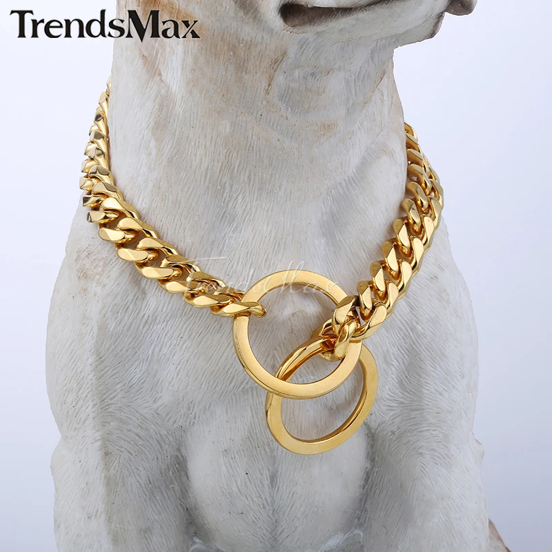 gold chain for dogs 11 13mm wide gold tone cut curb cuban link 316l stainless steel chain collar gold chain for dogs 11 13mm wide gold tone cut curb cuban link 316l stainless steel chain collar