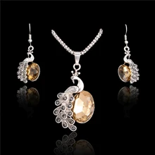 MISANANRYNE Мода Серебряный цвет ювелирные изделия кристалл милый цвет ful подвеска на ожерелье Павлин Серьги свадебные ювелирные наборы