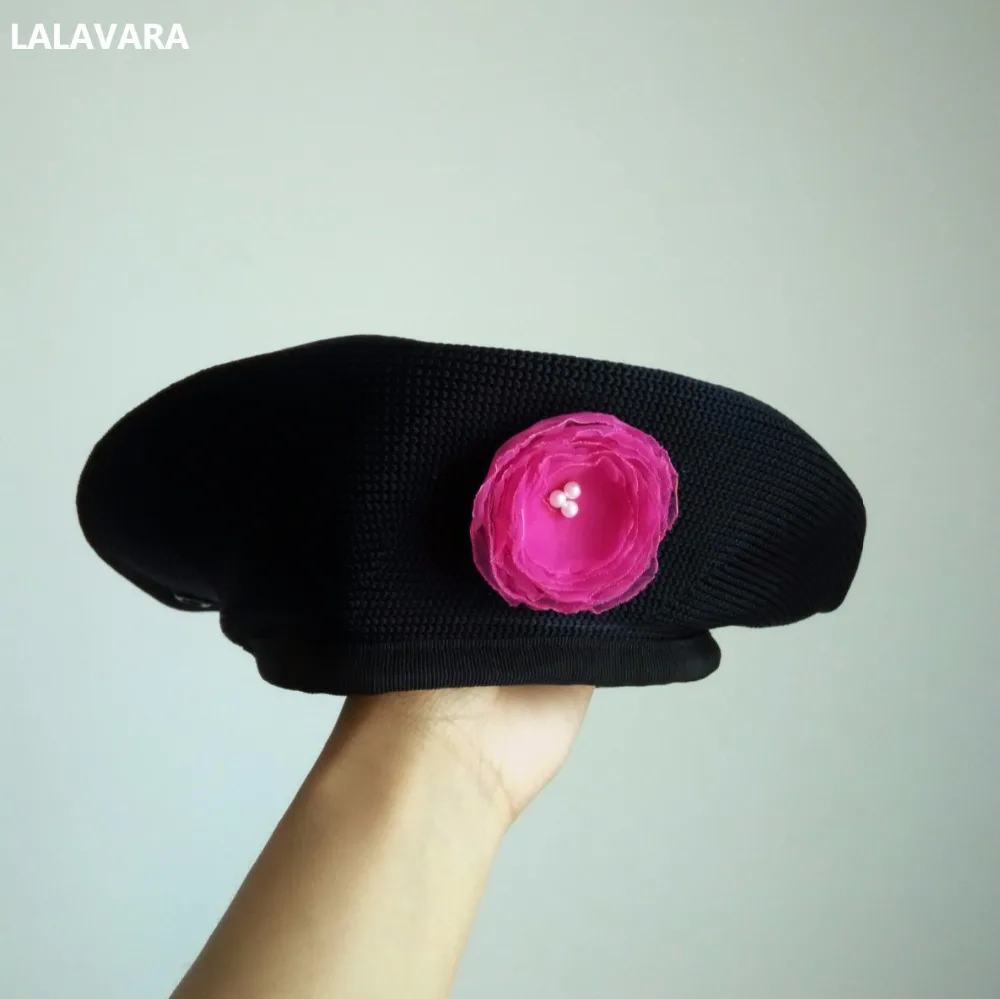 LALAVARA/детские черные береты для мальчиков и девочек, шапки, женские шляпы на весну-лето