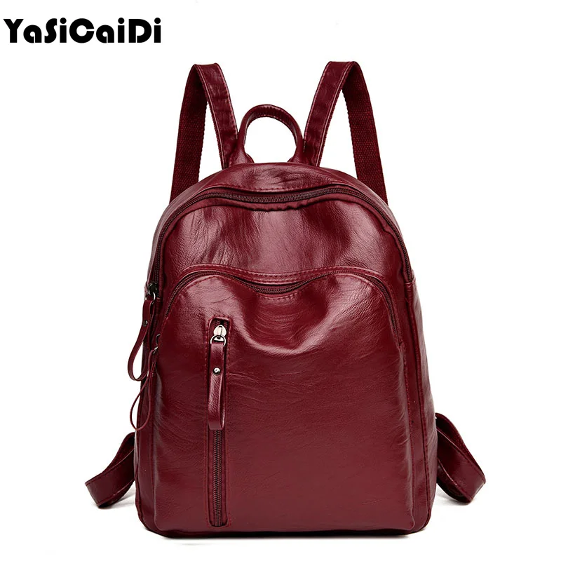 

YASICAIDI Fashion PU Leather Women Backpack Solid School Bags For Teenager Girls Large Capacity Casual Women Blackpack Mochila