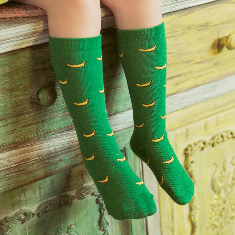Green long sock Girls Boys Cotton Creative lovely Warm sock Kids like