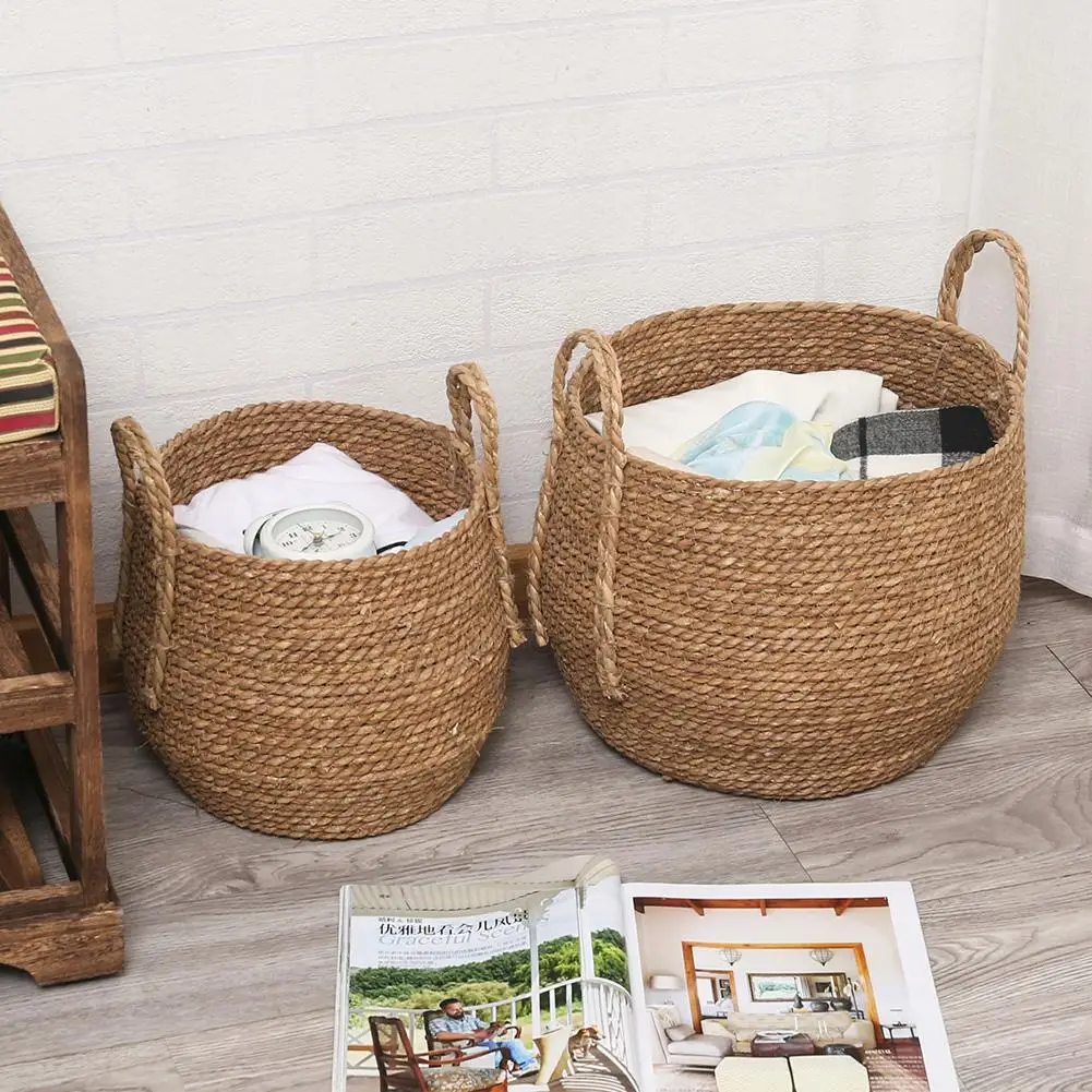

High Quality Rattan Basket Woven Storage Basket Dirty Clothes Organizer Nordic Style Storage Basket Home Decor