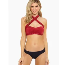 

2019 Super Lovely Red New halter Style Women Basic Bikini set Push up Swimwear Swimming suit Bathing Beach wear High quality