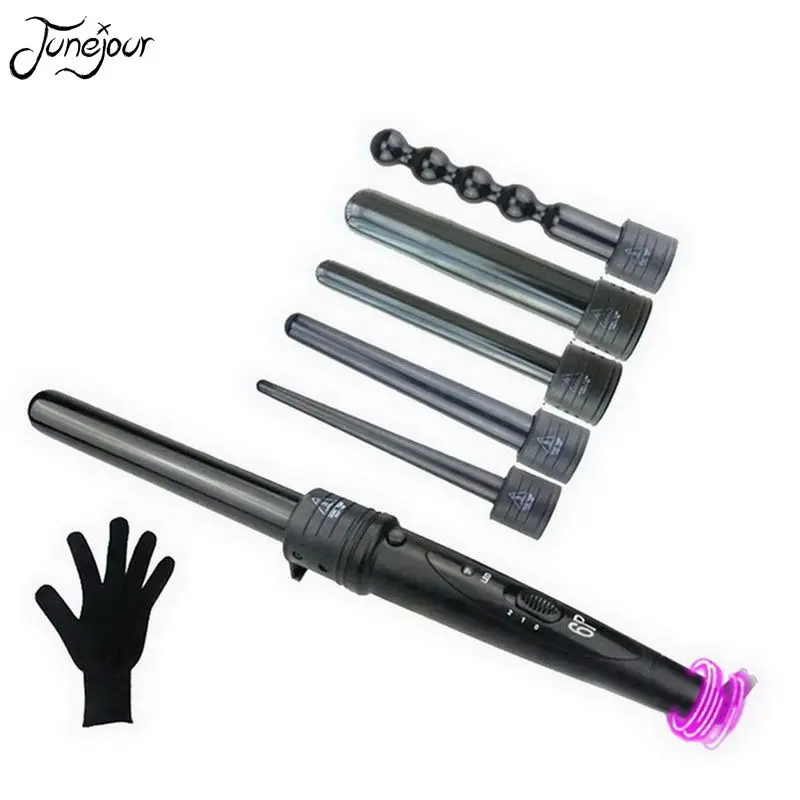 

JUNEJOUR Six-in-one Multi-function Hair Curler Replace Professional Ceramic Styling Tools Temperature Control Safe Curling Iron