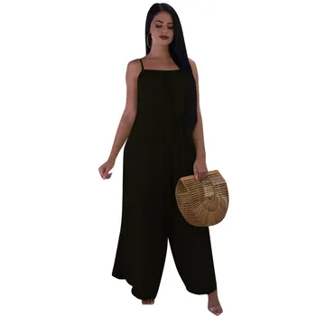 

Spring Summer Women Jumpsuit Bodycon Playsuit Bodysuit Overalls Rompers Plus Size Solid Strap Loose Jumpsuits Casual