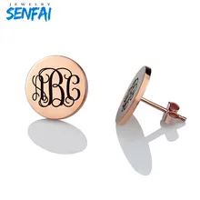 Нержавеющая сталь Пользовательские монограмма, инициалы серьги-гвоздики по заказу покупателя Пользовательское Имя ювелирные изделия в виде капель с кристаллами в форме Для женщин подарок для лучших друзей