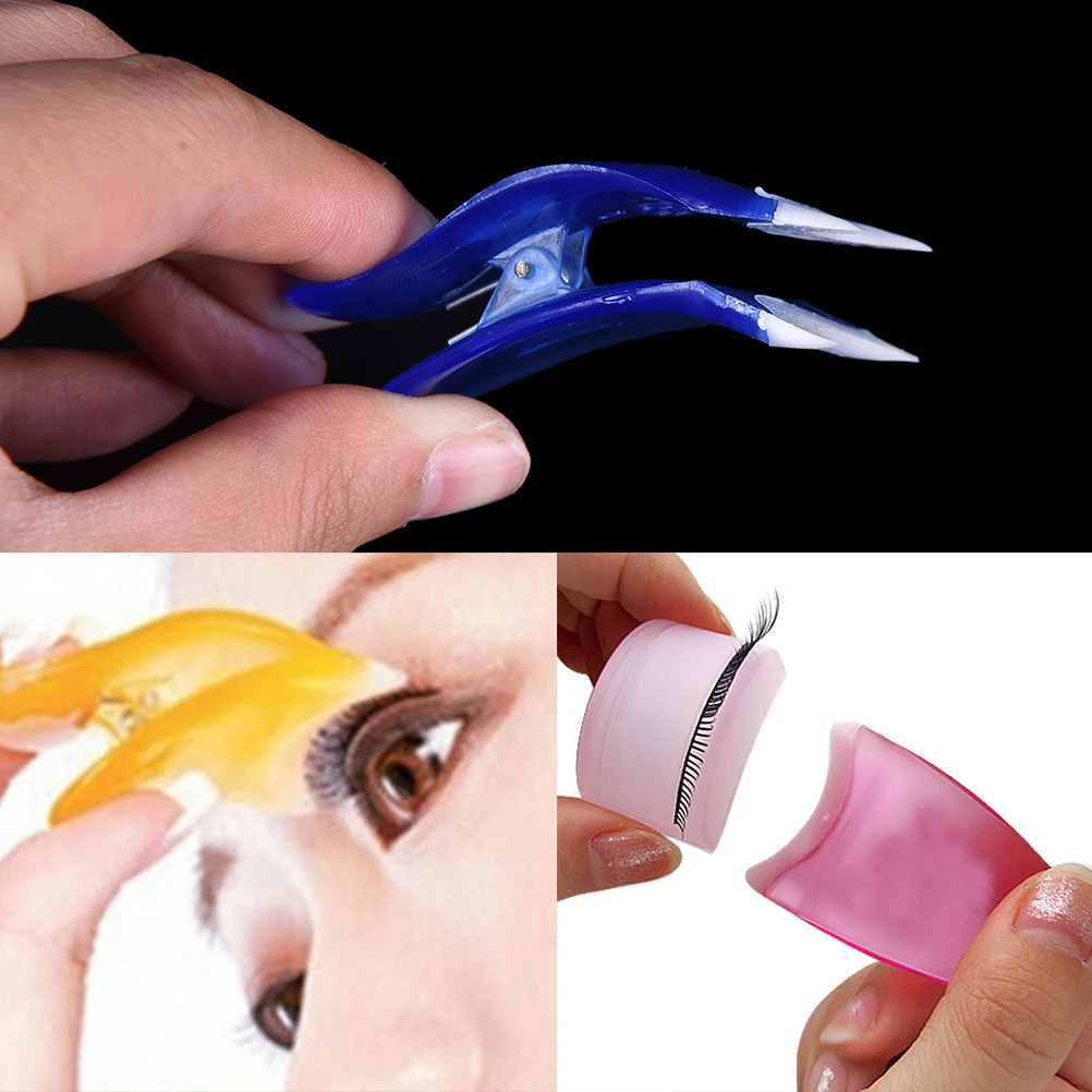 

1X Arc-shaped False Eyelash Applicator Eyelash Clip Fake Eye Lash Tweezer Make Up Tool Mascara Curler Random Color High Quality