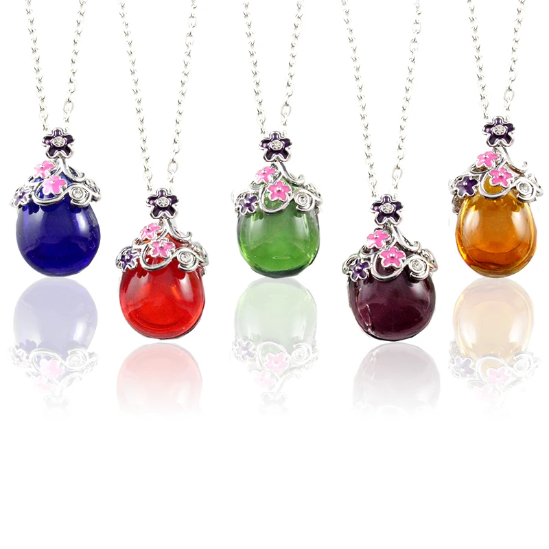 

1PC 30x19MM Flower Locket with diffuser Bottle Necklace Perfume bottle stainless steel necklace essential oil bottle necklace