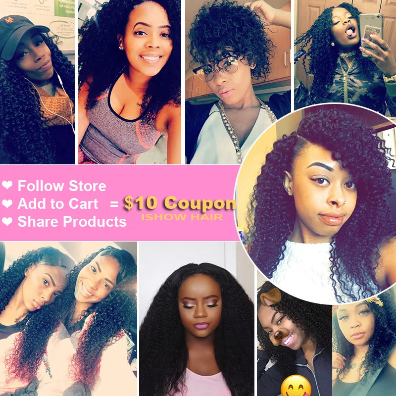 Ishow 3 Bundles Indian Kinky Curly Human Hair Bundles 100 Natural Black Hair Weave Bundles Non Remy Hair Extensions No Tangle