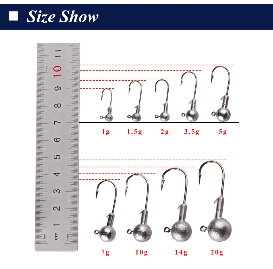1 коробка(20-50 шт.) свинцовая головка рыболовный крючок 1 г-20 г Крючки для мягкой рыбалки приманка колючий крючок высокое качество рыболовные принадлежности PESCA